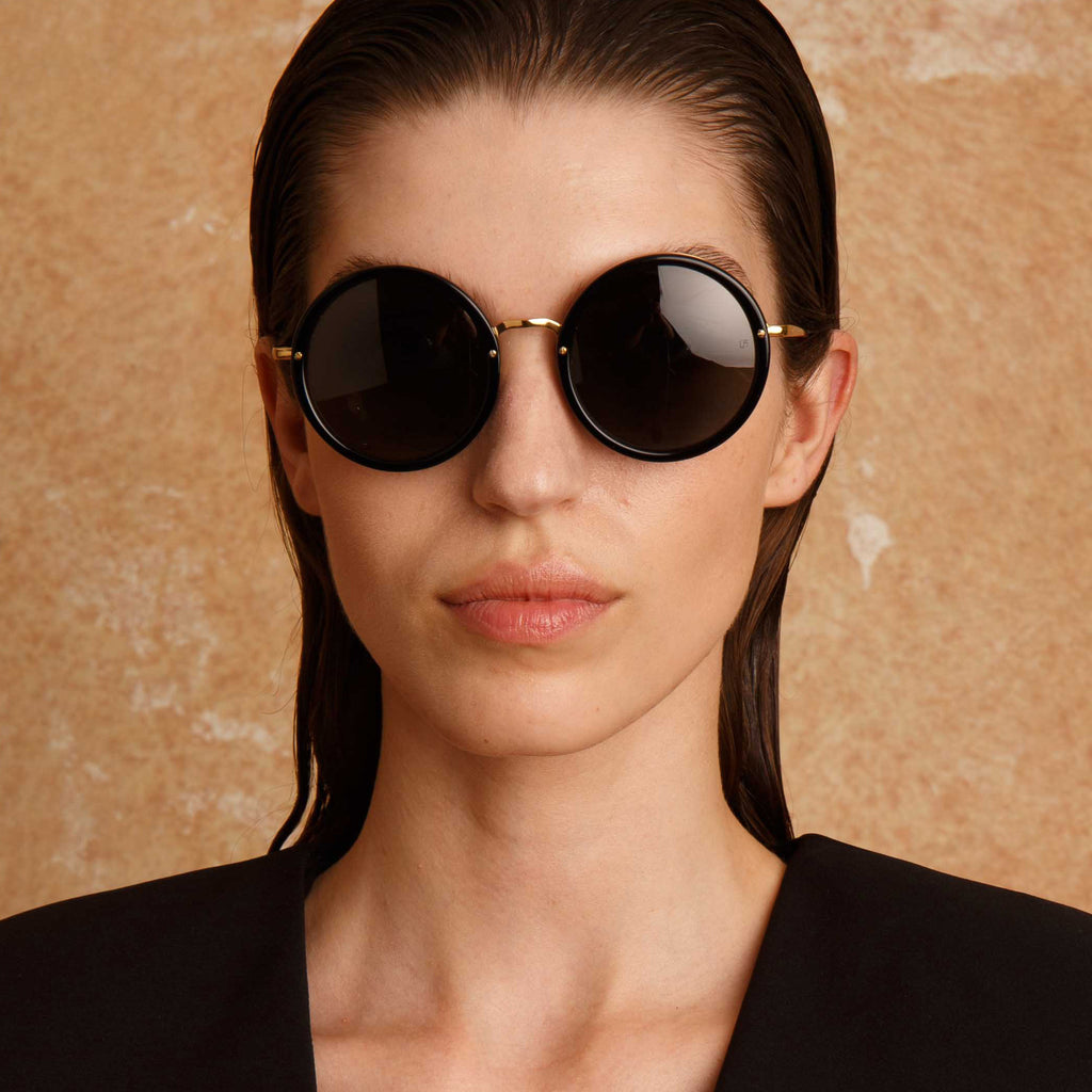 Kew Oversized Sunglasses in Black Frame by LINDA FARROW