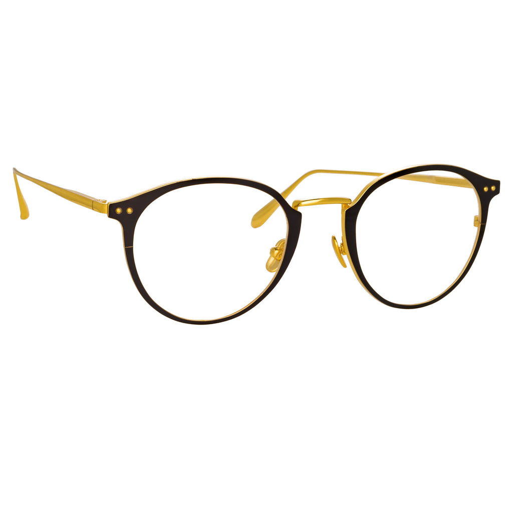 Johan Oval Optical Frame In Yellow Gold And Black By Linda Farrow Linda Farrow Intl 