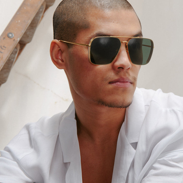 Mens gold frame aviator sunglasses on sale