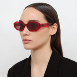 The Attico Irene Angular Sunglasses in Red and Brown