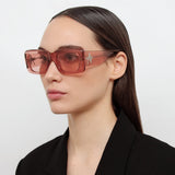 The Attico Marfa Rectangular Sunglasses in Peach