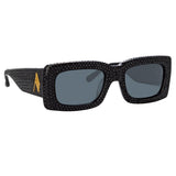 The Attico Stella Rectangular Sunglasses in Black