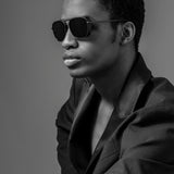 Jarvis Aviator Sunglasses in Black and Nickel