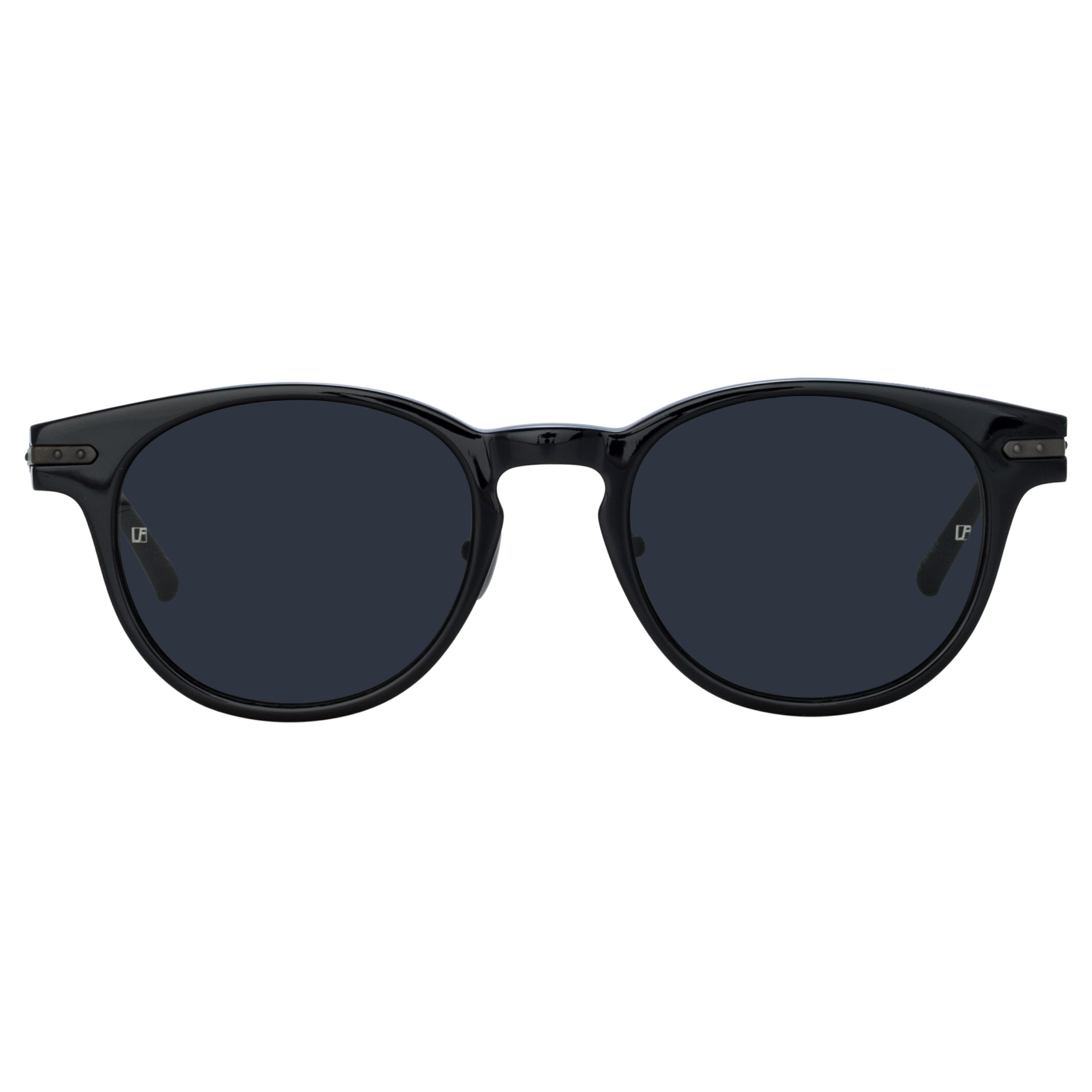 Men's Bay D-Frame Sunglasses in Black and Matt Nickel (Asian Fit)