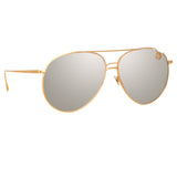 Joni Aviator Sunglasses in Rose Gold and Platinum Lenses