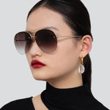 Dee Aviator Sunglasses in Light Gold and Grey