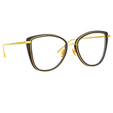 Liza Cat Eye Optical Frame in Black and Yellow Gold