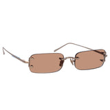 Taylor Rectangular Sunglasses in Light Gold and Sand