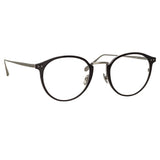 Johan Oval Optical Frame in White Gold and Black