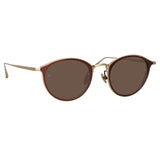 Luis Oval Sunglasses in Light Gold and Brown (Men's)