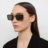 Cassia Rectangular Sunglasses in Yellow Gold