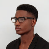 Men's Yoan Angular Optical Frame in Caramel Horn