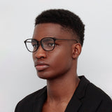 Men's Park Optical D-Frame in Black and Matt Nickel