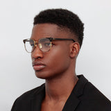 Men's Spence Oval Optical Frame in Black and Yellow Gold