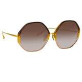 Alona Hexagon Sunglasses in Brown Gradient