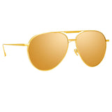 Carter Aviator Sunglasses in Yellow Gold