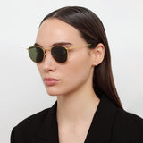 The Simon | Square Sunglasses In Green / Yellow Gold frame (C5)