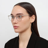 The Simon | Square Optical Frame in White Gold (C7)