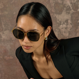 Rowe Oversize Sunglasses in Yellow Gold