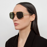 Amar Aviator Sunglasses in Yellow Gold