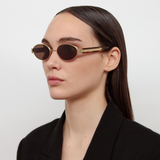 Sadie Oval Sunglasses in Light Gold