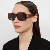 The Attico Marfa Rectangular Sunglasses in Tortoiseshell and Blue Lenses