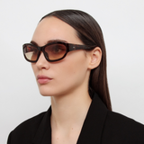 Dries Van Noten Wrap Sunglasses in Dark Tortoiseshell