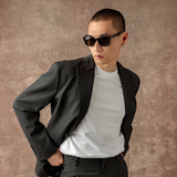 Cedric Rectangular Sunglasses in Black and Grey (Asian Fit)