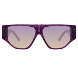 The Attico Ivan Angular Sunglasses in Purple Pearl
