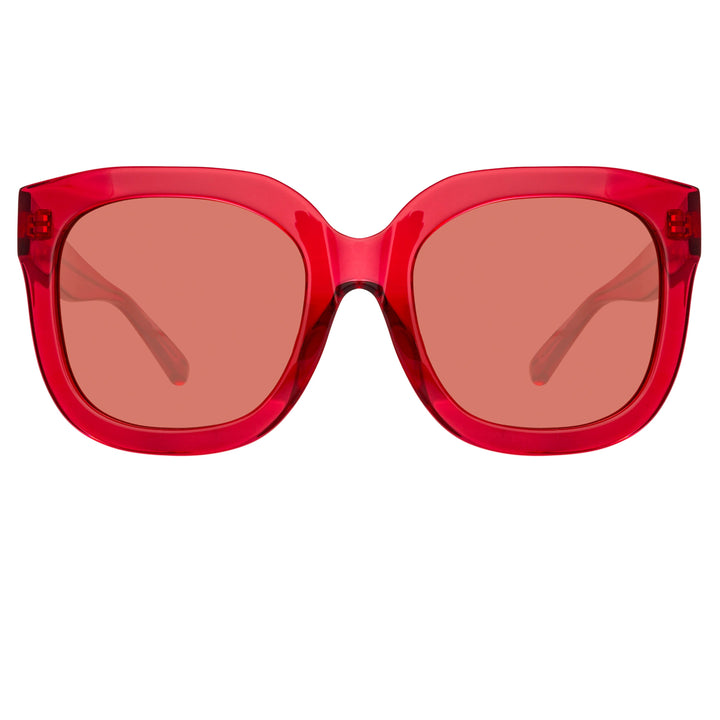 Red sales frame sunglasses