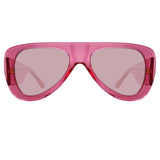 The Attico Edie Aviator Sunglasses in Strawberry by LINDA FARROW