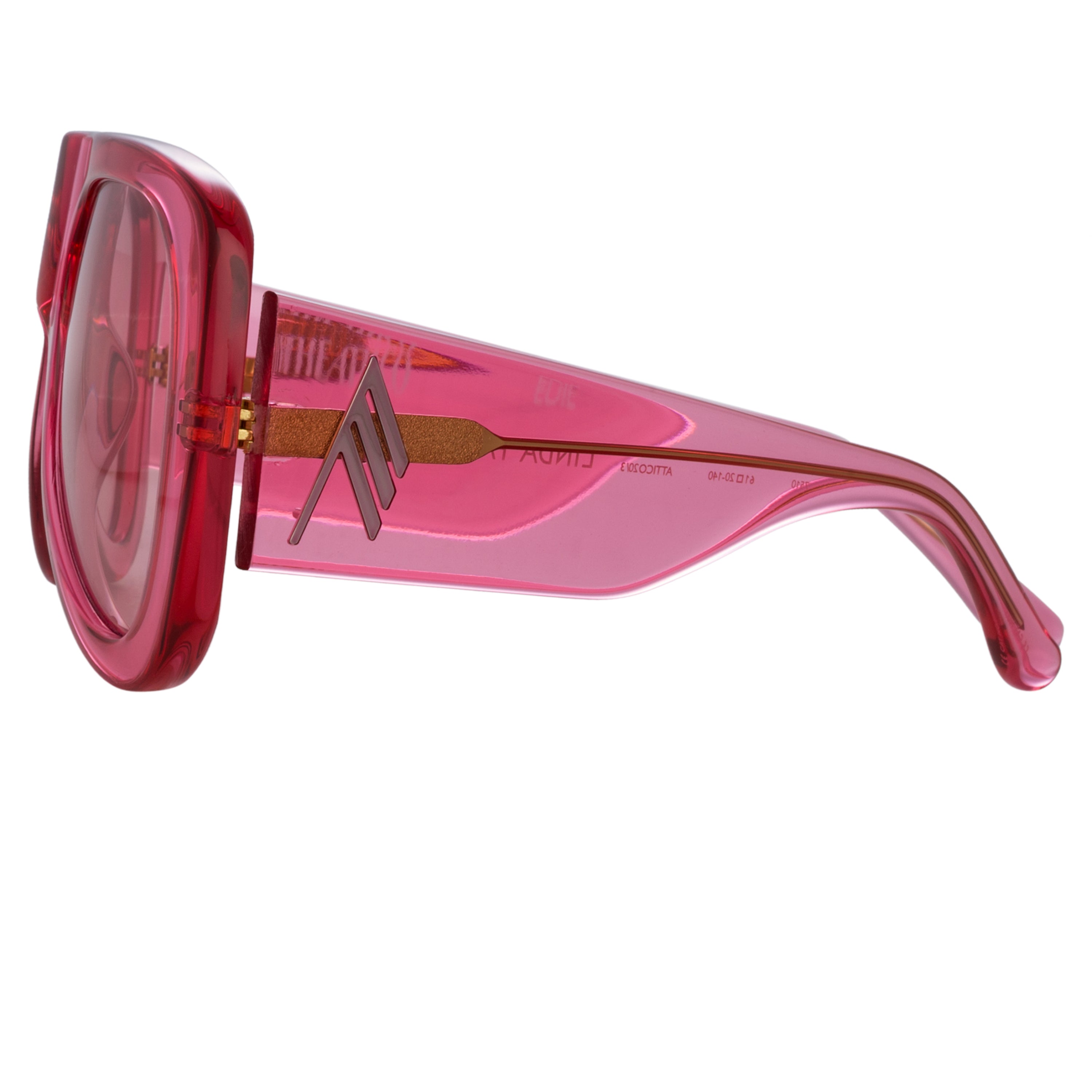 The Attico Edie Aviator Sunglasses in Strawberry by LINDA FARROW