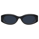 The Attico Berta Oval Sunglasses in Black