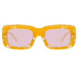 The Attico Marfa Rectangular Sunglasses in Yellow Marble