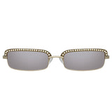Dana Rectangular Sunglasses in White Gold and Silver