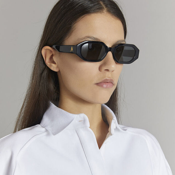 The Attico Irene Angular Sunglasses in Black by LINDA FARROW – LINDA ...