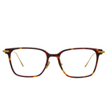 Gehry Rectangular Optical Frame in Tortoiseshell and Yellow Gold