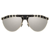Huston Aviator Sunglasses in White Gold and Silver