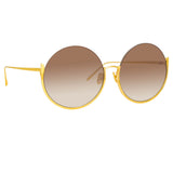 Olivia Round Sunglasses in Yellow Gold