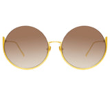 Olivia Round Sunglasses in Yellow Gold