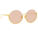 Olivia Round Sunglasses in Yellow Gold