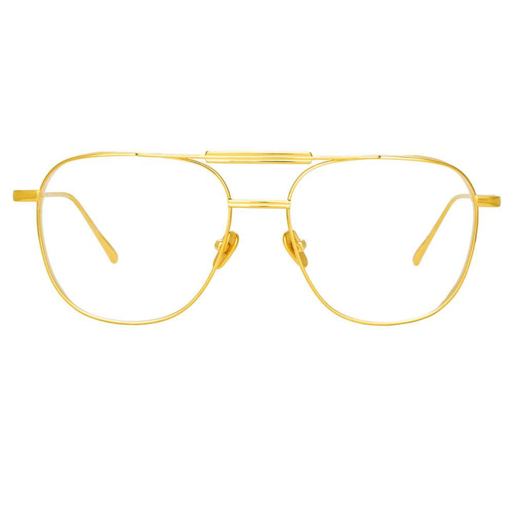 Wilder Aviator Glasses in Yellow Gold Light Gold frame by LINDA FARROW LINDA FARROW INT L