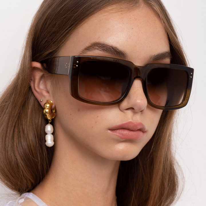 Morrison Gold Oversized Square Sunglasses