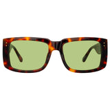 Morrison Rectangular Sunglasses in Tortoiseshell and Green
