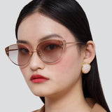 Liv Cat Eye Sunglasses in Rose Gold and Brown
