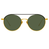 Dustin Round Sunglasses in Black and Yellow Gold