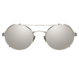 Jimi Oval Sunglasses in White Gold and Silver
