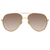 Newman Aviator Sunglasses in Yellow Gold