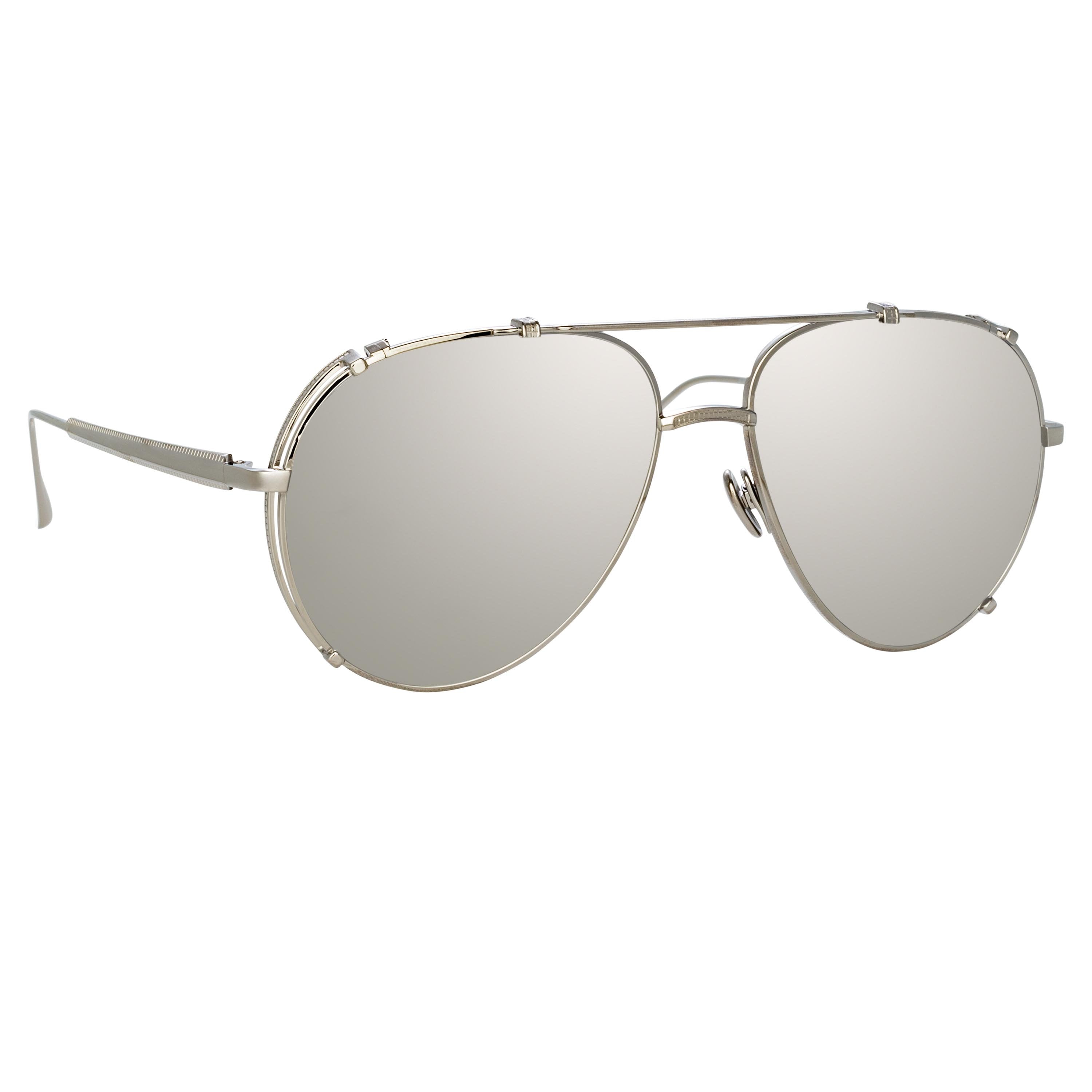 Maverick Aviator Sunglasses in Nickel by LINDA FARROW – LINDA