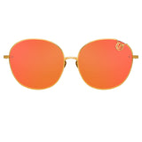 Hannah Cat Eye Sunglasses in Yellow Gold and Red